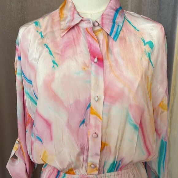 Rococo Sand 100% viscose Colorful Tie-Dye Button-Up Romper, M - Picture 4 of 9